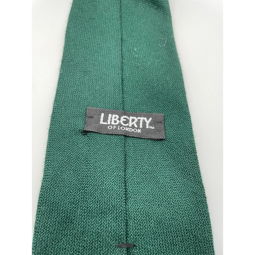 Liberty of London Mens Tie Forest Green 100% Wool Textured Hopsack Made in USA